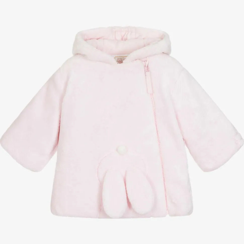 Baby Girls Pink Plush Bunny Coat