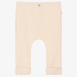 Baby Girls Pink Ribbed Cotton Leggings