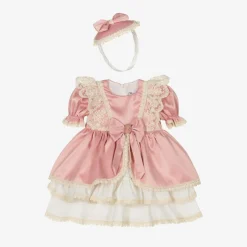 Baby Girls Pink Satin Dress Set