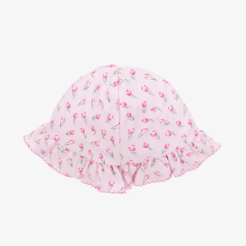 Baby Girls Pink Tulip Blossoms Pima Cotton Hat