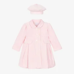 Baby Girls Pink Velour Coat & Hat Set