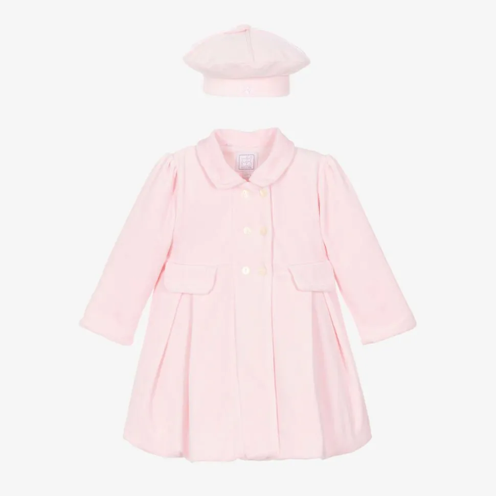 Baby Girls Pink Velour Coat & Hat Set