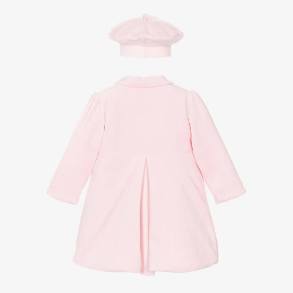 Baby Girls Pink Velour Coat & Hat Set