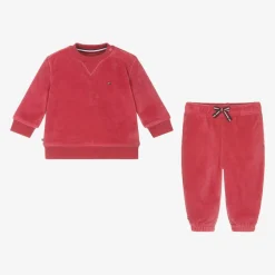Baby Girls Pink Velour Tracksuit