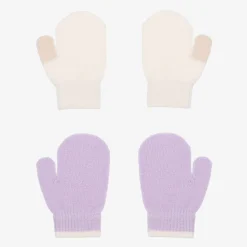 Baby Girls Purple Knit Mittens (2 Pack)