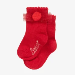 Baby Girls Red Cotton Knit Socks