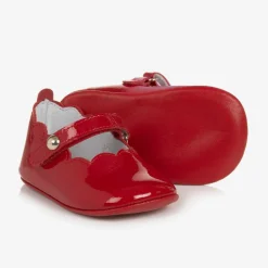 Baby Girls Red Leather Pre-Walker Shoes