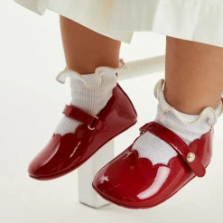 Baby Girls Red Leather Pre-Walker Shoes
