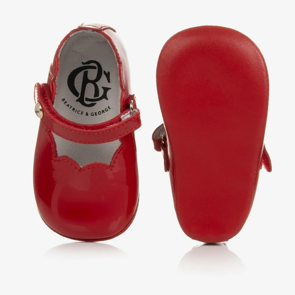 Baby Girls Red Leather Pre-Walker Shoes