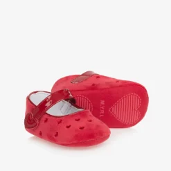 Baby Girls Red Velvet Pre-Walker Shoes