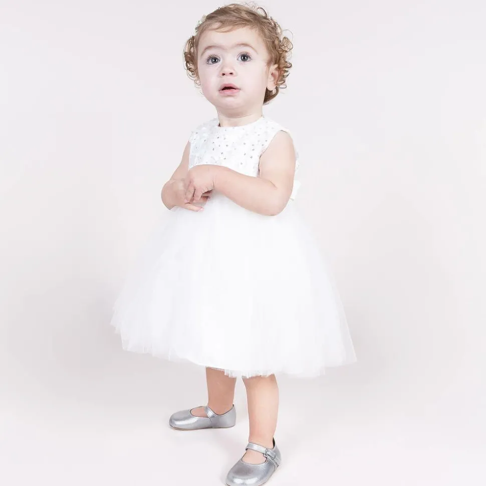 Baby Girls Silver Leather Pre-Walker Shoes