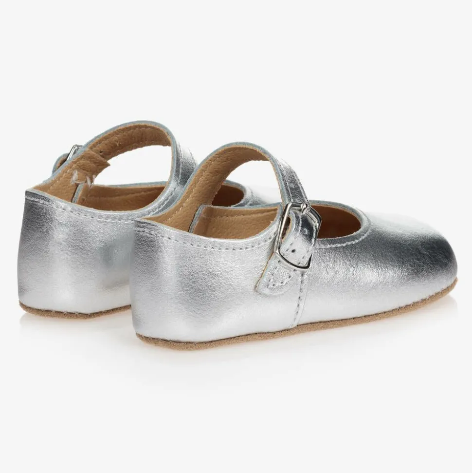 Baby Girls Silver Leather Pre-Walker Shoes