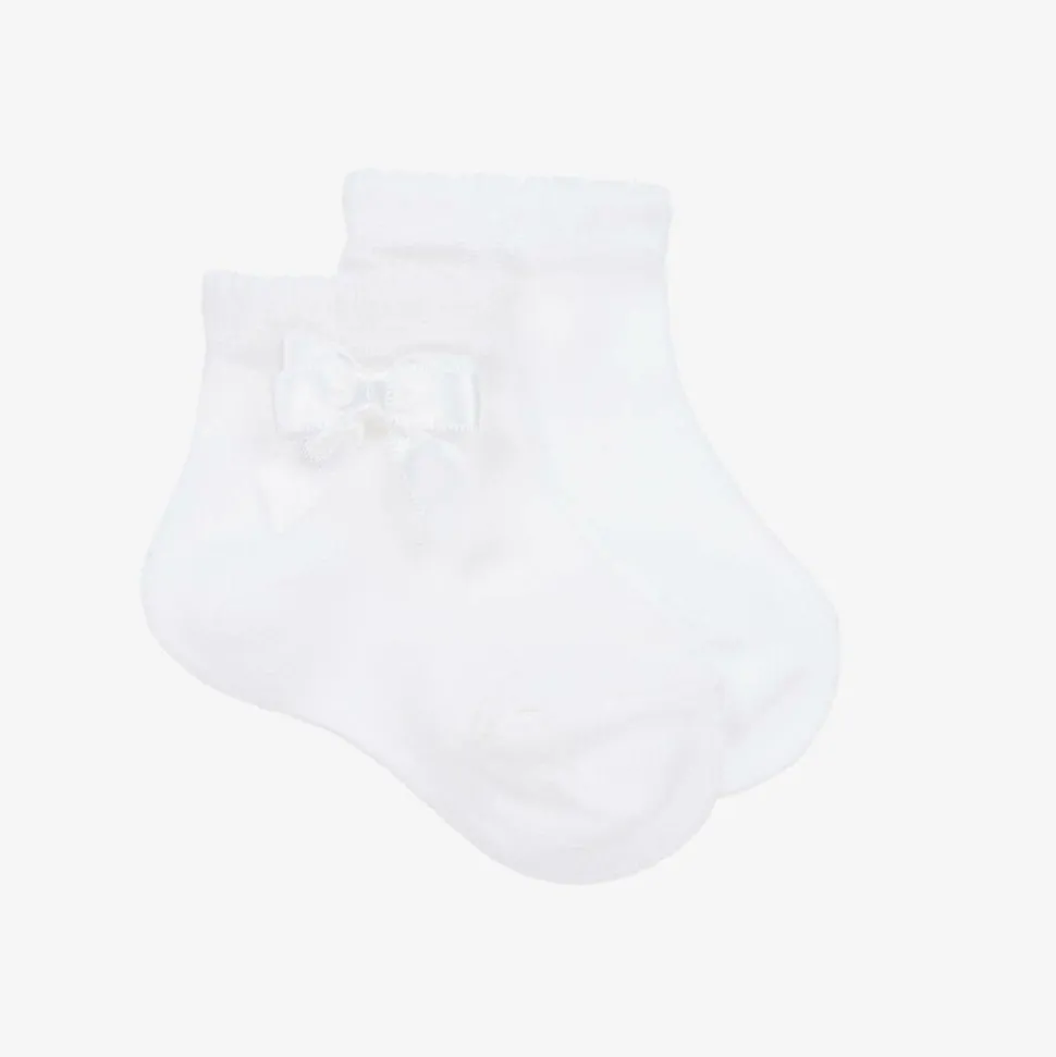 Baby Girls White Bow Socks