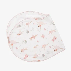 Baby Girls White Cotton Opera Burp Cloth (59cm)