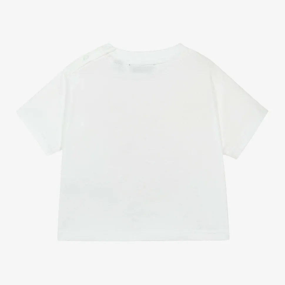 Baby Girls White Cotton Rose T-Shirt