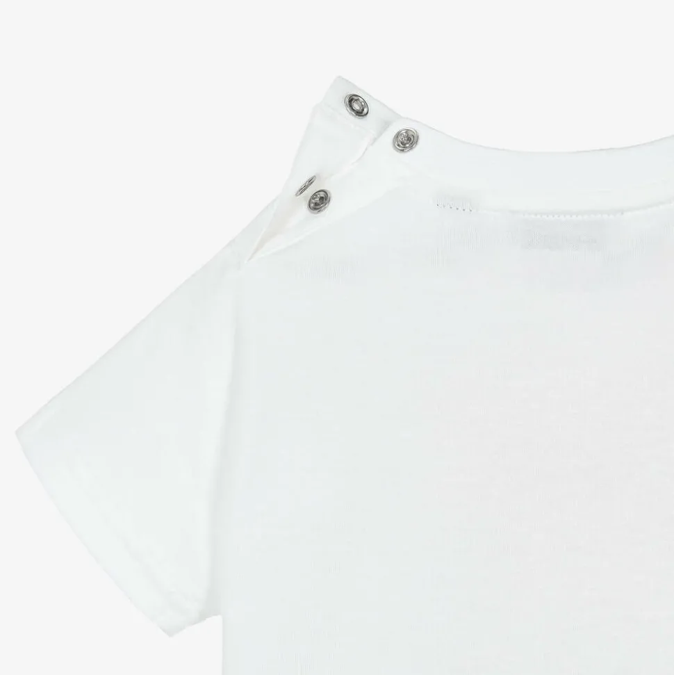 Baby Girls White Cotton Rose T-Shirt