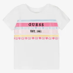 Baby Girls White Cotton Stripe T-Shirt