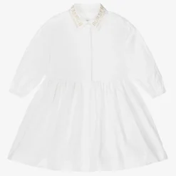 Baby Girls White Cotton Shirt Dress