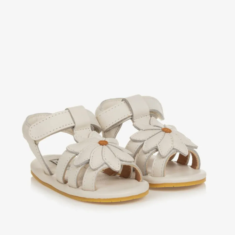Baby Girls White Leather Daisy Sandals