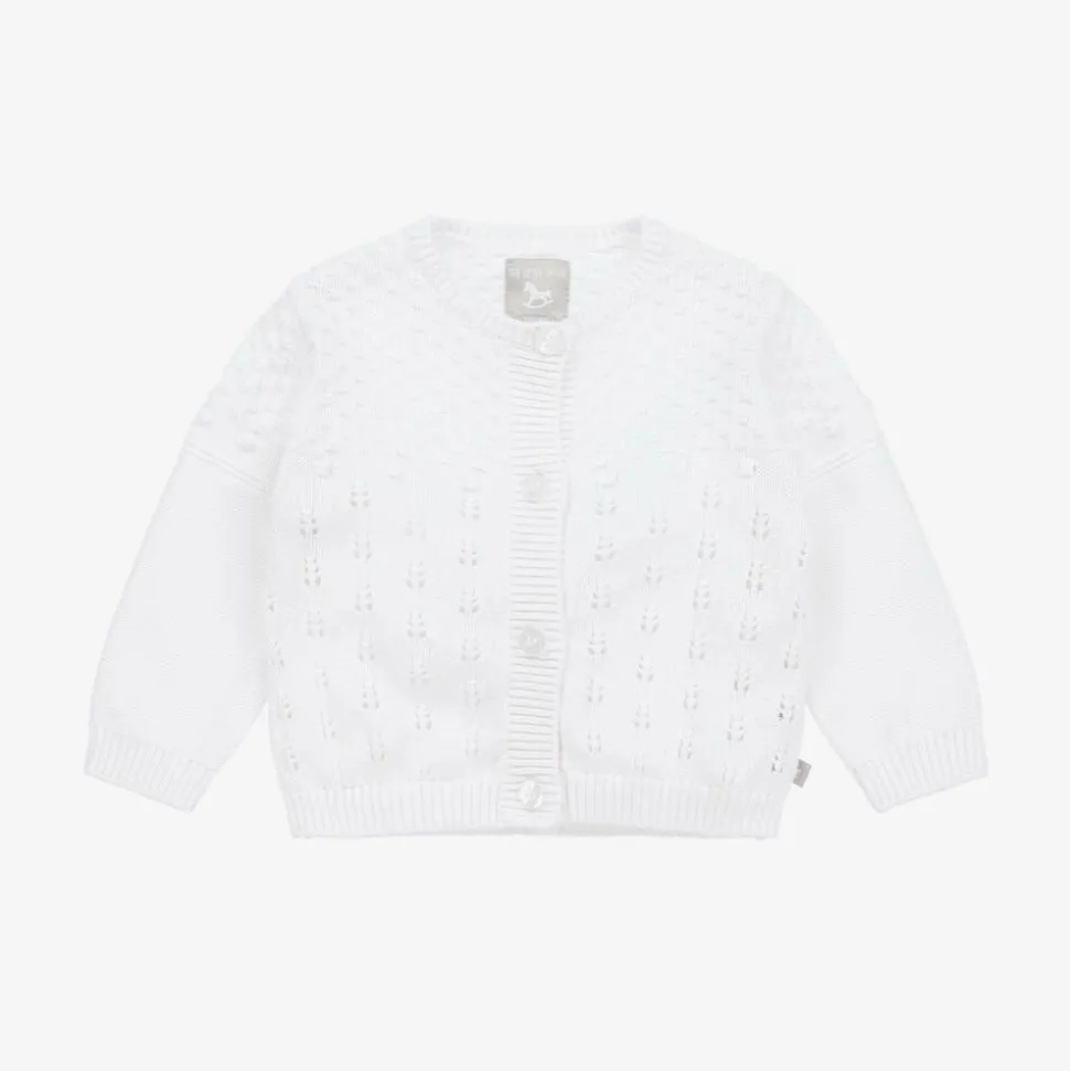 Baby Girls White Pointelle Cardigan