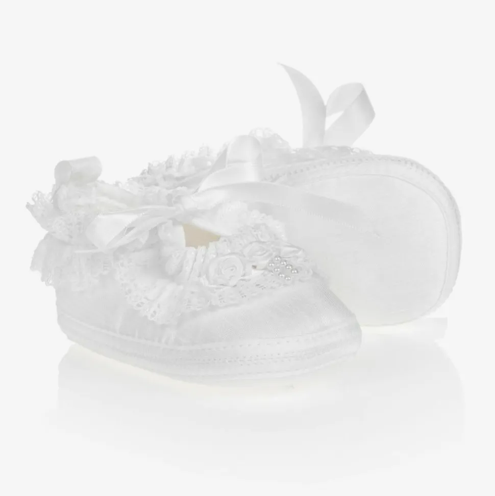 Baby Girls White Silk Shoes