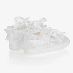 Baby Girls White Silk Shoes