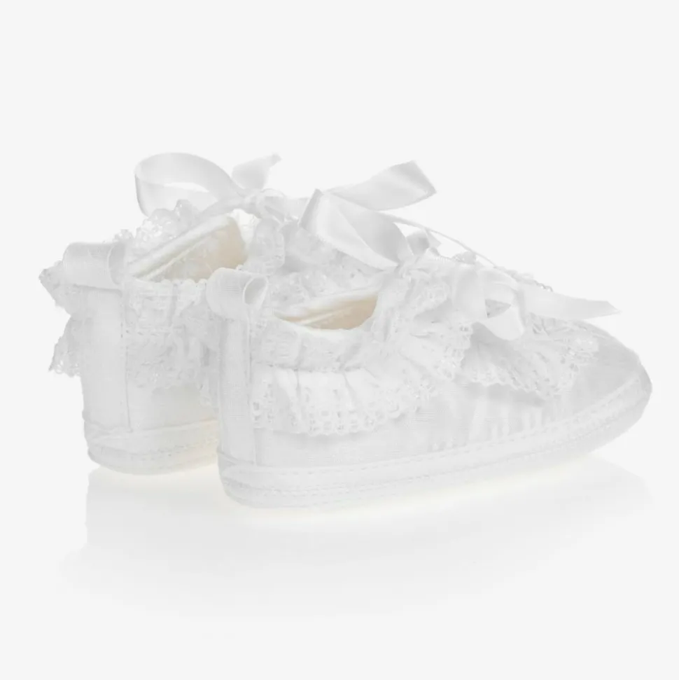 Baby Girls White Silk Shoes