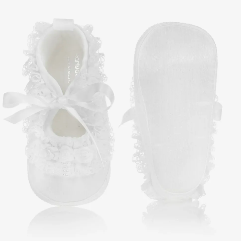 Baby Girls White Silk Shoes