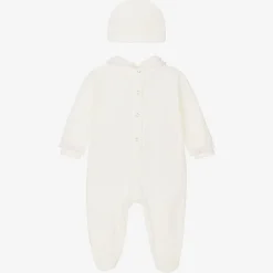 Baby Girls White Velour Babysuit Gift Set