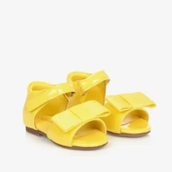 Baby Girls Yellow Leather Bow Sandals