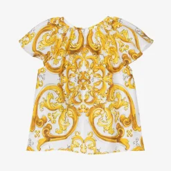 Baby Girls Yellow Majolica Print Cotton Blouse