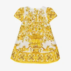 Baby Girls Yellow Majolica Print Cotton Dress