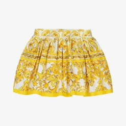 Baby Girls Yellow Majolica Print Cotton Skirt