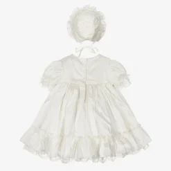 Baby Ivory Silk Dress Set