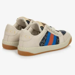Beige & Blue Screener Trainers