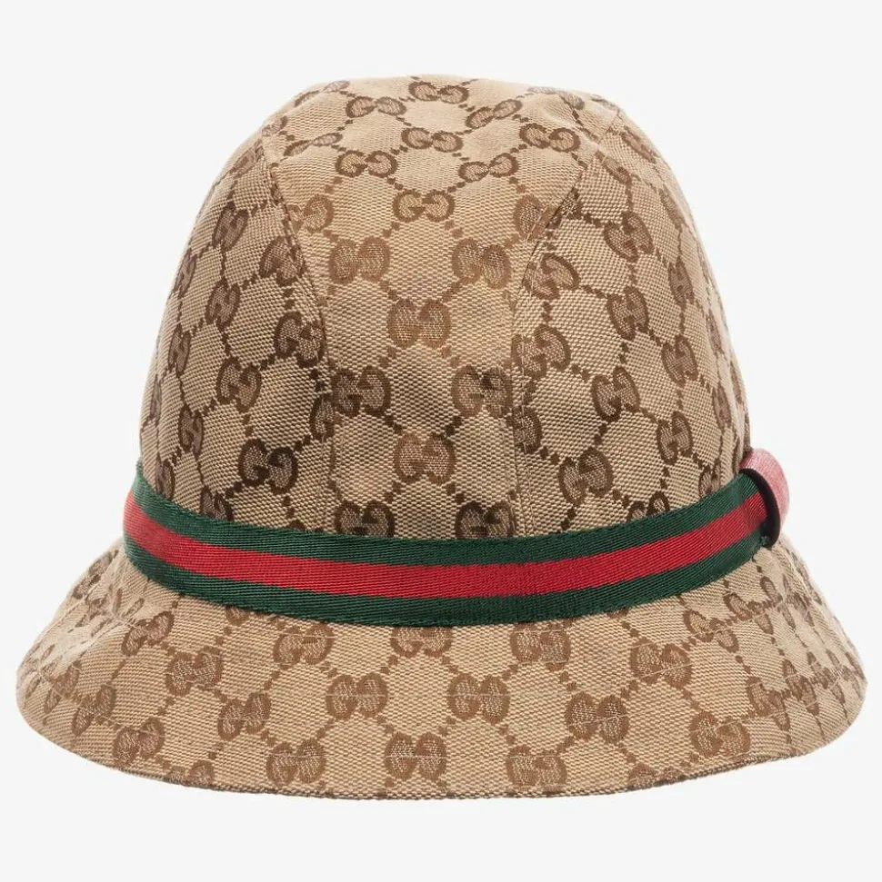 Beige & Brown GG Canvas Hat