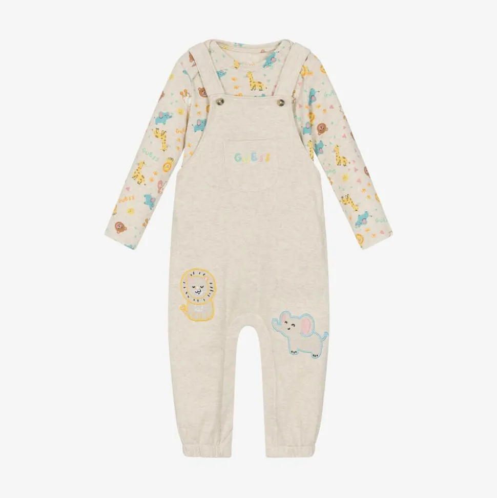 Beige Babysuit & Dungaree Gift Set