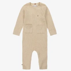 Beige Cable Knit Viscose Babygrow