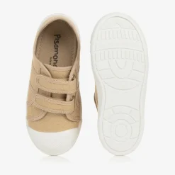 Beige Canvas Velcro Trainers