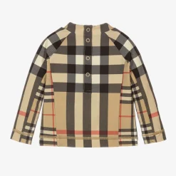 Beige Check Baby Sun Protective Top