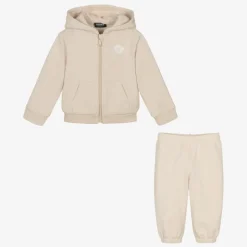 Beige Cotton & Cashmere Baby Tracksuit