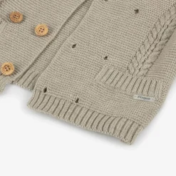 Beige Cotton & Wool Knitted Cardigan