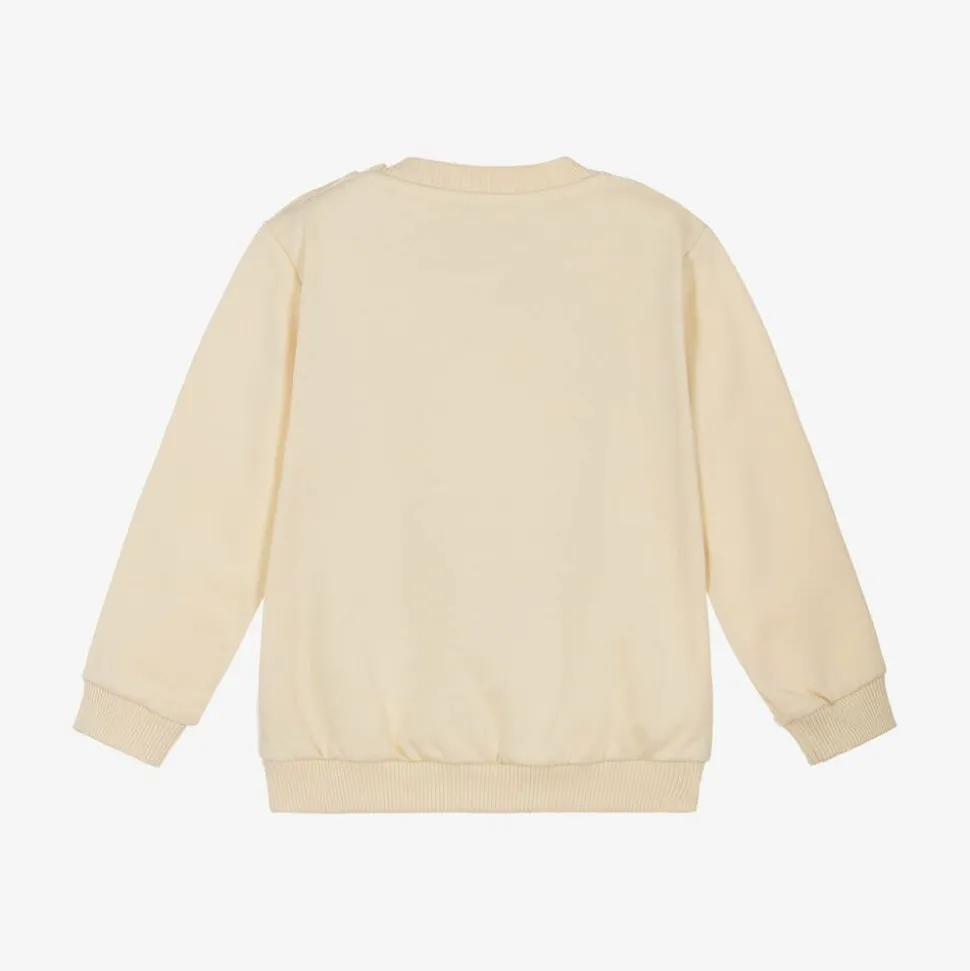 Beige Cotton Gingham Logo Sweatshirt