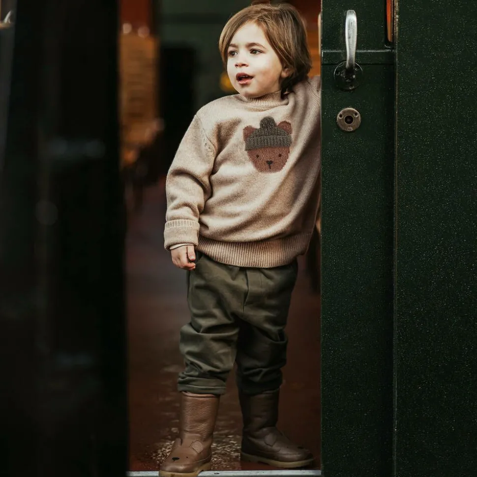 Beige Merino Wool Teddy Bear Sweater