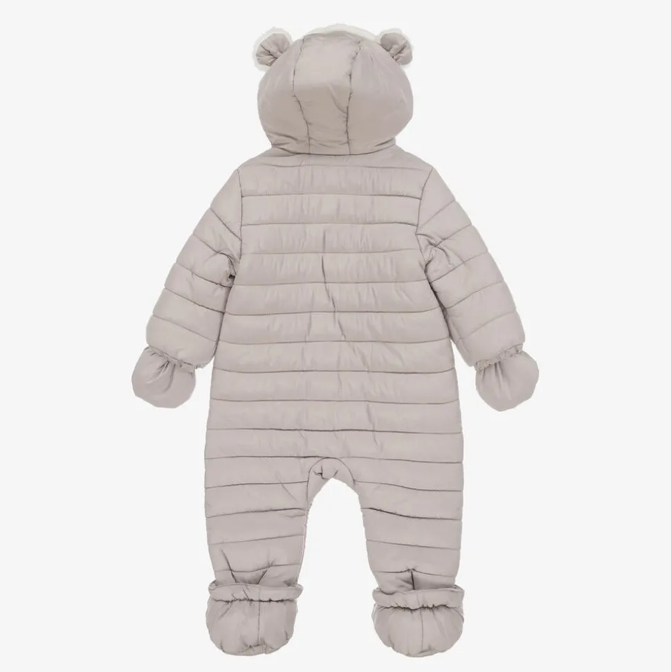 Beige Padded Teddy Snowsuit