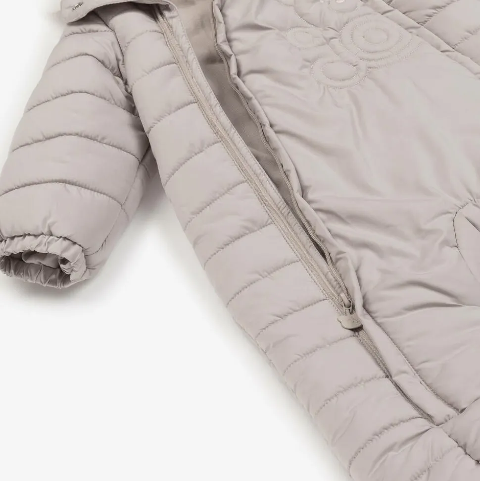 Beige Padded Teddy Snowsuit