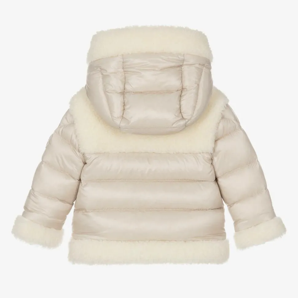 Beige Sherpa & Down Hooded Dofi Jacket