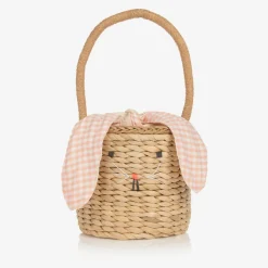 Beige Straw Bunny Basket Bag (18cm)
