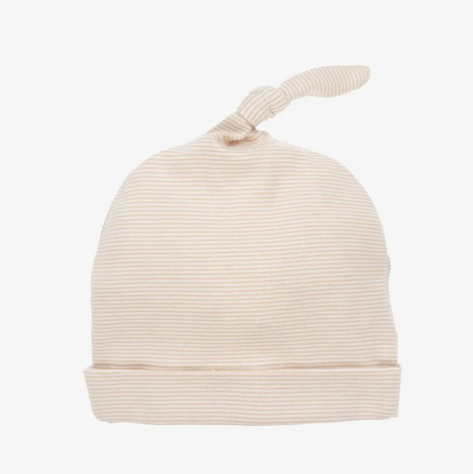 Beige Striped Cotton Honey Bear Cubs Baby Hat