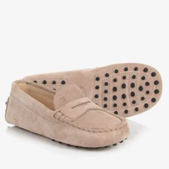 Beige Suede Leather Gommino Moccasins